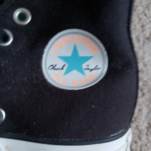 Black Multicolor Converse High Tops Size 8 - Picture 3 of 4